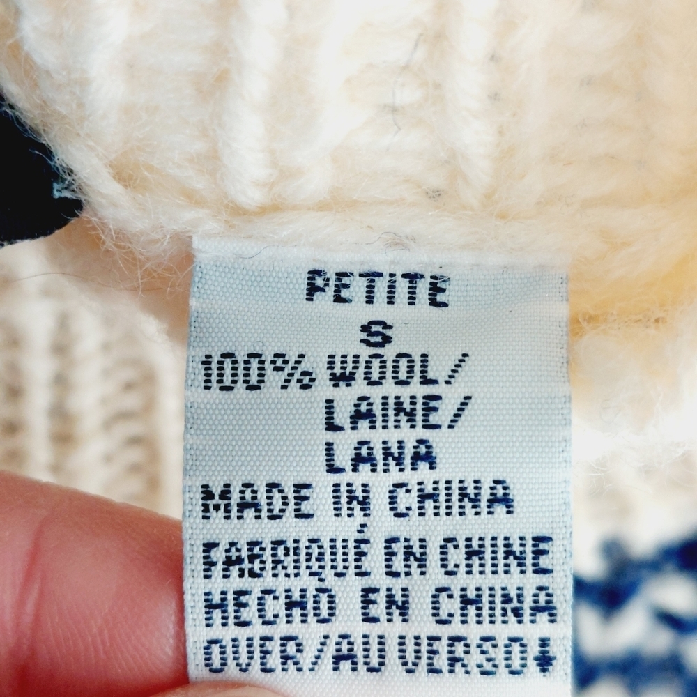 Liz Claiborne Vintage Snowflake Chunky Knit Wool Sweater Boxy Fit P3788 - Picture 7 of 9